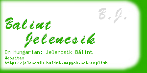 balint jelencsik business card